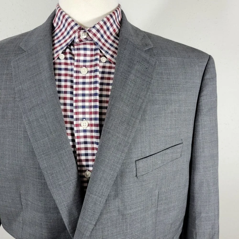 Lauren Ralph Lauren Men's Sport Coat Blazer Gray Natural Wool‎ Stretch Size 46L